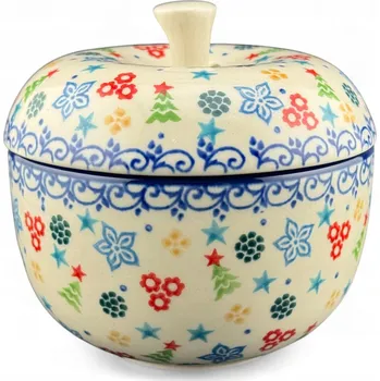 Dóza na potraviny Nádoba Jablko 10,5 cm UNIKÁT Vánoce U4858 Keramika Bolesławiec
