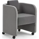 Křeslo COMFY, s kolečky, vlněný potah, světle šedá/tmavě šedá