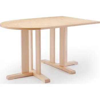 Jídelní stůl Stůl KUPOL, 1400x800x720 mm, půlovál, akustické linoleum, bříza/béžová