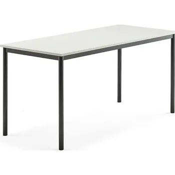 Jídelní stůl Stůl SONITUS, 1600x700x760 mm, antracitově šedé nohy, HPL deska tlumící hluk, bílá