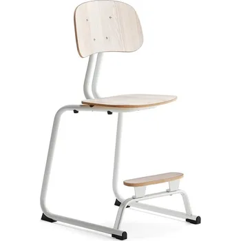 Jídelní židle Školní židle YNGVE, ližinová podnož, výška 520 mm, bílá/jasan