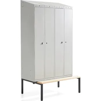 Šatní skříň Šatní skříňka CLASSIC COMBO, 2 sekce, 4 boxy, 2290x1200x550 mm, lavice, šedé dveře