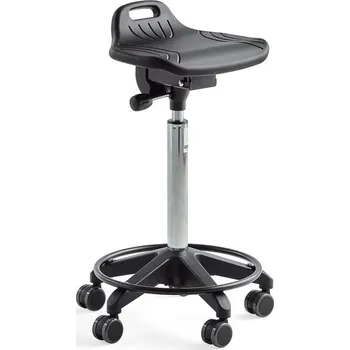 ESD Dílenská stolička PEYTON, PU sedák, kolečka, opěrný kruh, 710-970 mm