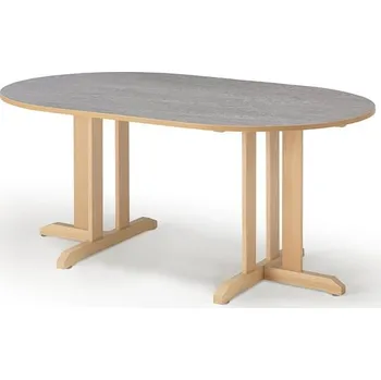 Jídelní stůl Stůl KUPOL, 1500x800x720 mm, oválný, akustické linoleum, bříza/šedá