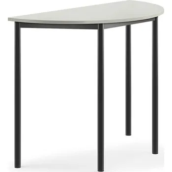 Jídelní stůl Stůl BORÅS, půlkruh, 1200x600x900 mm, antracitově šedé nohy, HPL deska, šedá