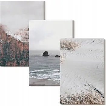 Obraz Sada nástěnných dekorací Hory, mraky, moře, písek, příroda 3x 20x30 cm