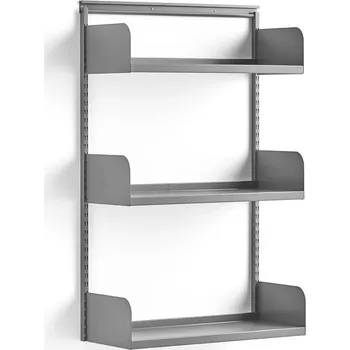 Dílenský regál Nástěnný regál SHAPE, plechové police, 1237x800x300 mm, stříbrný