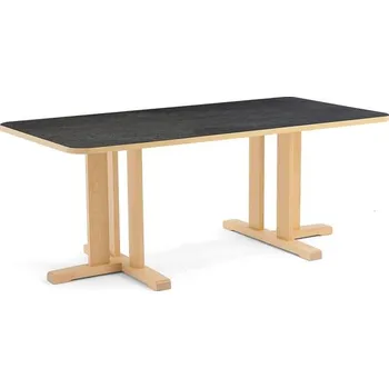 Psací stůl Stůl KUPOL, 1600x800x600 mm, obdélník, akustické linoleum, bříza/tmavě šedá