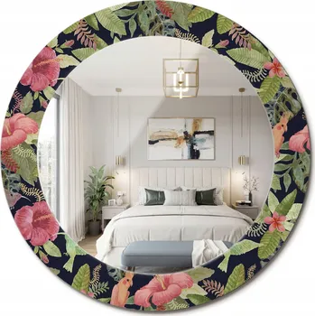 Zrcadlo Zrcadlo s potiskem do koupelny, kuchyně, předsíně, Květy ibišku, průměr 60 cm