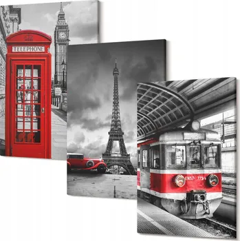 Obraz Obrazy na plátně Triptych do obývacího pokoje Ikony Londýn Paříž doprava 30x20 cm