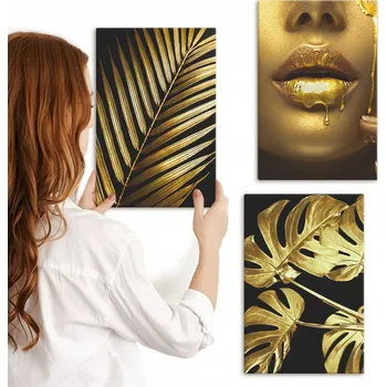 Obraz Sada obrazů do ložnice Palma monstera rty ženy 3x 20x30 cm
