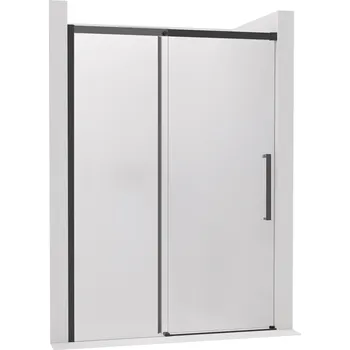CERANO - Sprchové posuvné dveře Lantono - levá - 8 mm - Soft-Close - černá matná, mléčné sklo - 170x195 cm