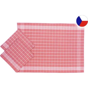 Kuchyňské utěrky bavlněné KLASIK Starorůžová/bílá 3ks