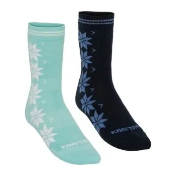 Pánské ponožky Dámské ponožky Kari Traa Vinst Wool Socks 2Pk Velikost ponožek: 39-41 / Barva: tyrkysová/modrá