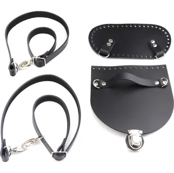 Pro Háčkování Kožená sada na batoh s klopou, dnem a popruhy - černá