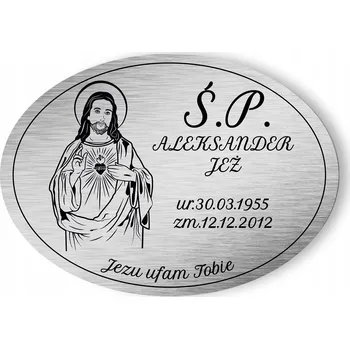 Obraz VELKÁ HROBOVÁ DESKA NA HROB 28x19,5 cm, hliníková, ovál