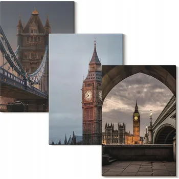 Obraz Kolekce obrazů na plátně závěsné Londýn most hodiny Big Ben 3x 20x30 cm