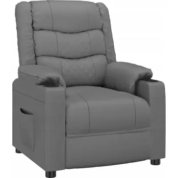 Křeslo Rozkládací křeslo, šedé, umělá kůže