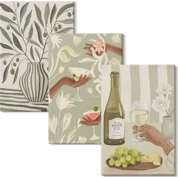 Obraz Sada obrazů do ložnice Květiny olivové koktejly rustikální styl 3x 20x30 cm