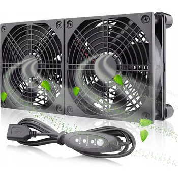 PC ventilátor USB VENTILÁTOR SE DVĚMA HLAVICEMI 3,5 W SILNÝ VÍTR ČERNÝ 120 mm