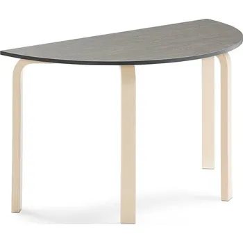 Zahradní stůl Stůl ELTON, půlkruh, 1200x600x710 mm, bříza, akustické linoleum, tmavě šedá