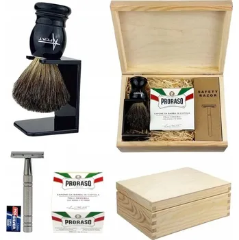 Břitva na holení Štětka na holení, Holicí strojek na žiletky, Mýdlo na holení, Sada jako dárek