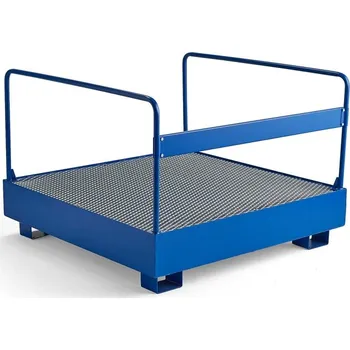 Sorbent Záchytná vana na 4 stojící sudy, s roštem a zábradlím, 1250x1250x910 mm, 310 l