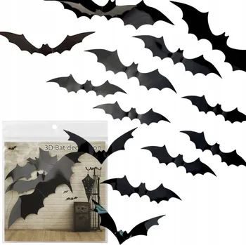 Party dekorace SAMOLEPKY 3D Netopýři na HALLOWEEN Nástěnné dekorace na BALÓNKY 12 ks