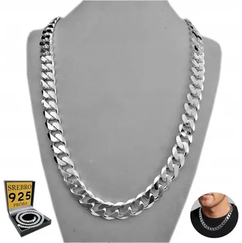 Řetízek SZEROKI Řetízek Męski Srebrny 8mm STŘÍBRO 925 DIAMANTOVÝ Pancr