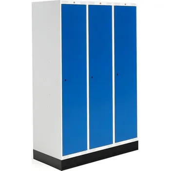 Šatní skříň Šatní skříňka ROZ, 3 sekce, se soklem, 1890x1200x550 mm, modrá