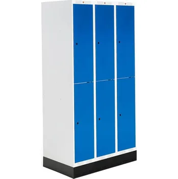 Šatní skříň Šatní skříňka ROZ, 3 sekce, 6 boxů, se soklem, 1890x900x550 mm, modrá