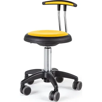 ESD Stolička na kolečkách STAR, 380-480 mm, umělá kůže, žlutá