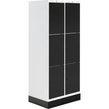 Šatní skříň Šatní skříňka ROZ, 2 sekce, 6 boxů, se soklem, 1890x800x550 mm, černá