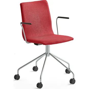 Jednací židle Konferenční židle OTTAWA, s kolečky a područkami, červená, šedý rám