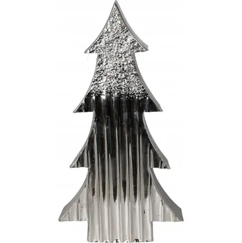 Obraz SKLENĚNÝ VÁNOČNÍ STROMEK STŘÍBRNÝ KOVOVÝ VELKÁ FIGURKA