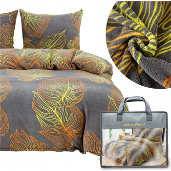 Povlečení Povlečení 160x200 3dílné z mikrovlákna PLUSZOWA na zimu medvídek sada MARTINO listy