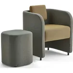 Nábytková sestava COMFY, křeslo a taburet, vlněný potah, tyrkysovo-oranžová/zlatá