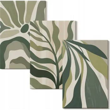 Obraz Obraz Na Plátně Sada obrazů na plátně Malované zelené listy ilustrace 3x 20x30 cm