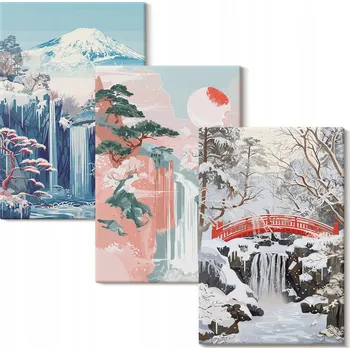 Obraz Obraz Na Plátně Sada obrazů na plátně Horské krajiny vodopády 3x 20x30 cm