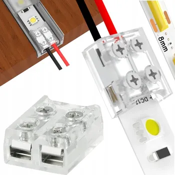 LED osvětlení Rychlospojka pro LED COB pásek 8mm, oboustranná, pásek-drát, šroubovací
