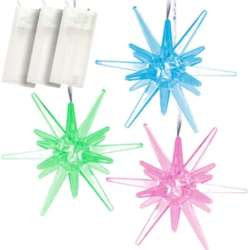 Vánoční světelná dekorace Sada 3 LED hvězdicových světel s časovačem pro změnu barvy