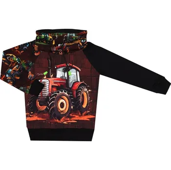 Mikina se stojáčkem - Traktor červený Velikost: 92