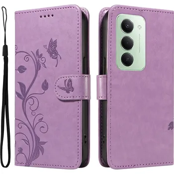 Pouzdro na mobilní telefon Flowery knížkové pouzdro na Xiaomi Redmi 15 4G (171mm) - světlefialové