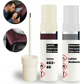 barva a nátěr na dřevo Opravná sada VOLVO 463-46 2v1: Základní lak + Bezbarvý lak s štětečkem