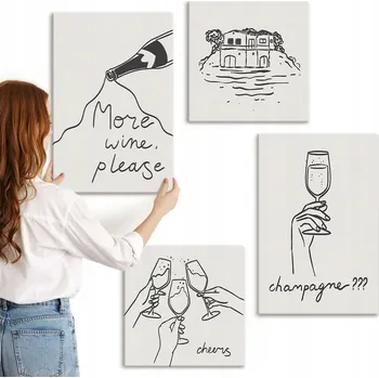 Obraz Sada obrazů pro dekoraci Galerie Radostné chvíle s vínem šampaňským 4 kusy