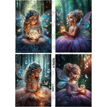 Umělecký papír Rýžový a soft papír na decoupage - Víla Světluška - KB2496 Materiál: Soft, Rozměr: A4