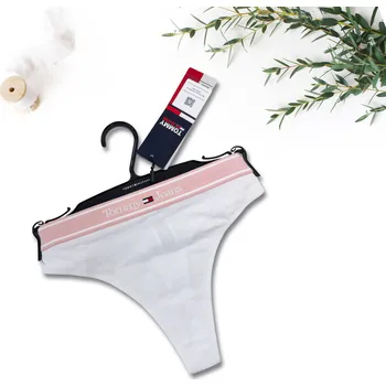 Kalhotky Dámská tanga UW0UW04199-YBR bílo-růžové - Tommy Hilfiger Velikost: M