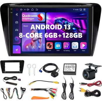 Mobilní telefon ANDROID 13 RÁDIO PRO ŠKODA OCTAVIA 3 A7 2013-2018 s CARPLAY, LTE SIM a AUTO, 6GB RAM / 128GB
