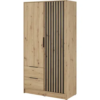 Šatní skříň Skříň 105 cm dub artisan s černou lamelou, moderní šatní skříň
