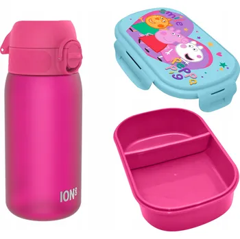 Svačinový box LAHEV NA PITÍ SVAČINOVÝ BOX ION8 0,35 l + prasátko Pepa - sada pro předškoláky